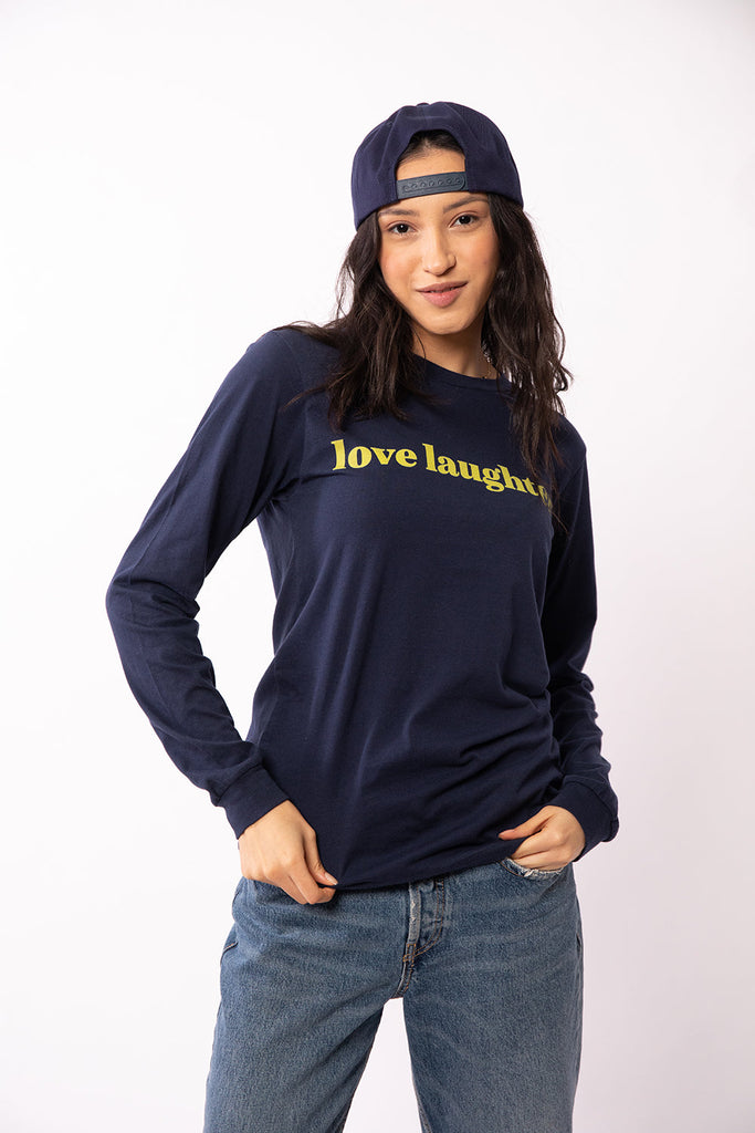 Love Laughter Long Tee (Navy)